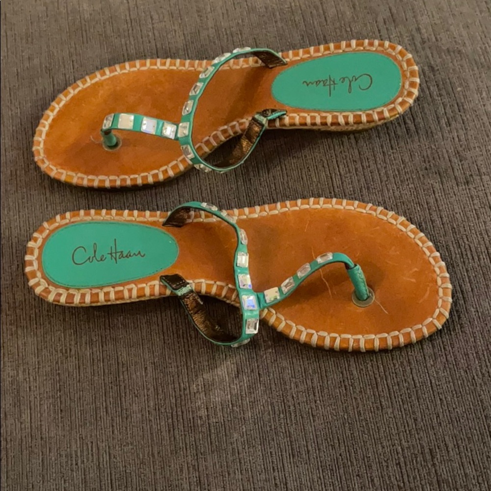 Cole Haan Leather Sandal with Gem design